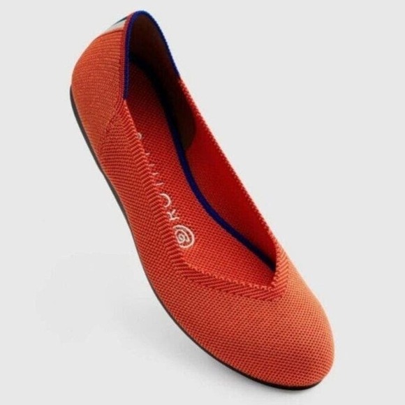 Rothy's Orange Persimmon Marina Heel Stripe Round Toe Flat Size W11.5 NWOB - Picture 2 of 8